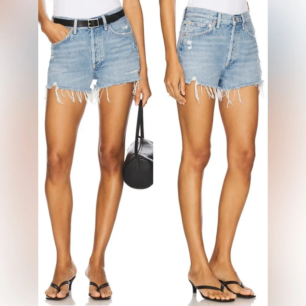 AGOLDE Parker Vintage Cutoff organic denim shorts size 29 high rise
